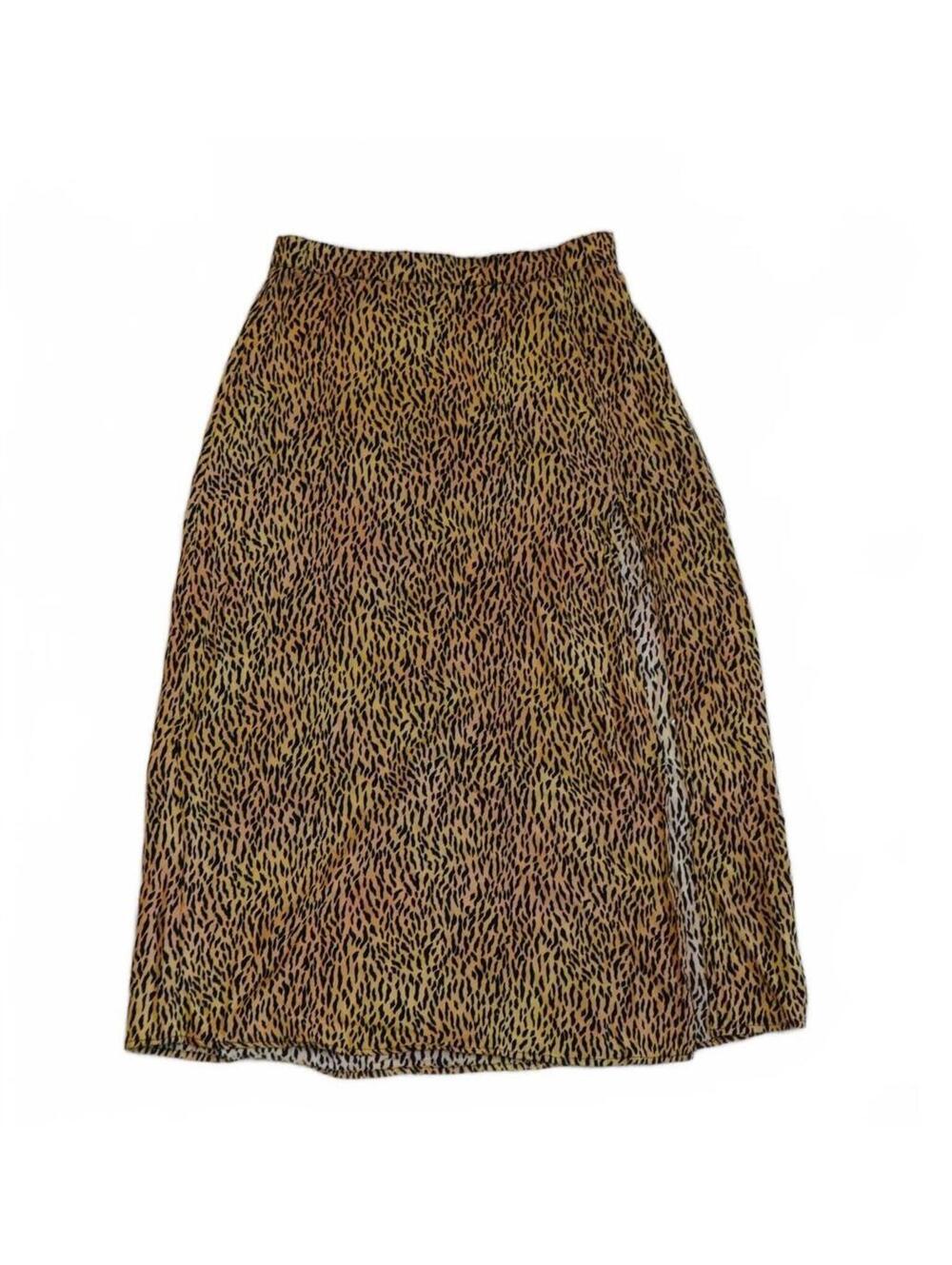 MOTEL rocks leopard midi skirt with high slit, boho festival Y2K SZ XS Handmade